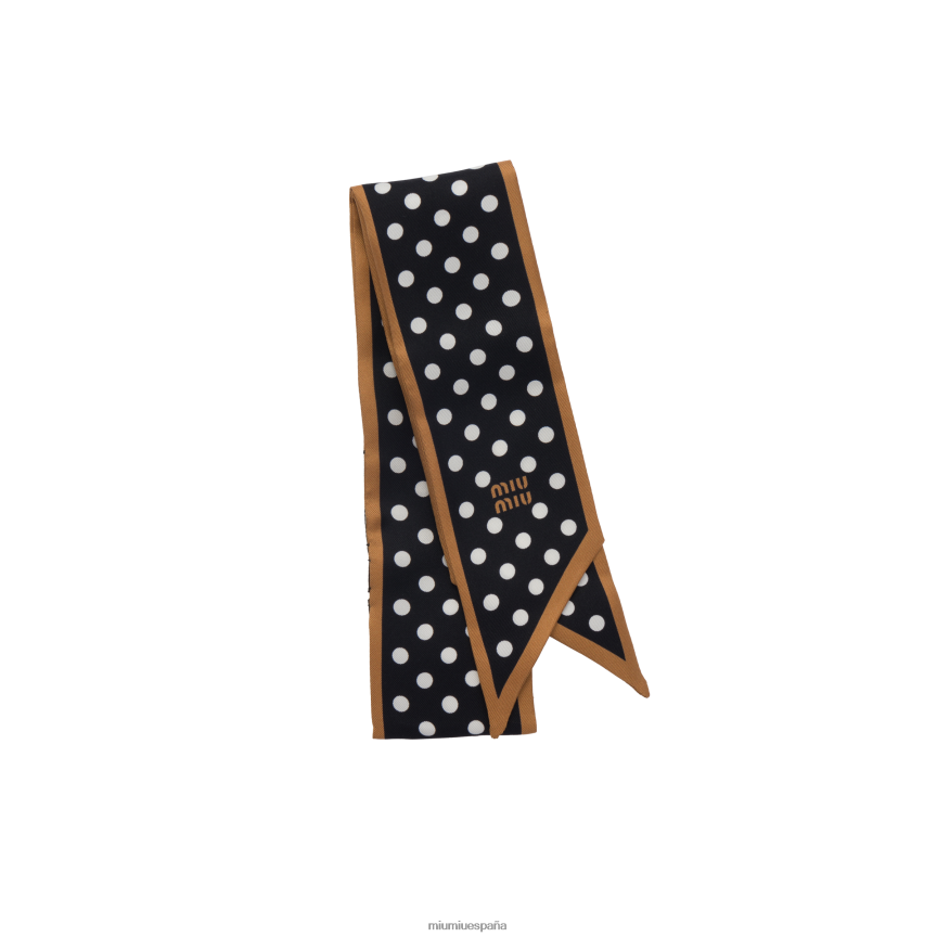 es Miu Miuaccesorios bufanda de sarga estampada negro/caramelo JPDFR81233