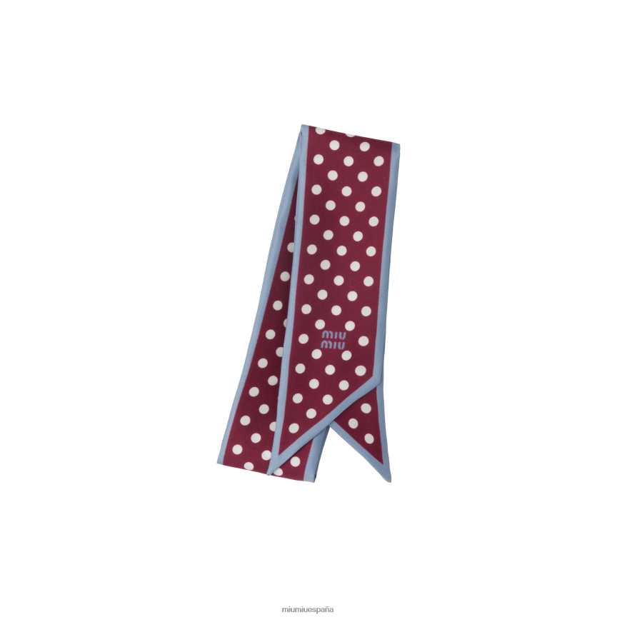 es Miu Miuaccesorios bufanda de sarga estampada rojo amaranto/aciano JPDFR81234