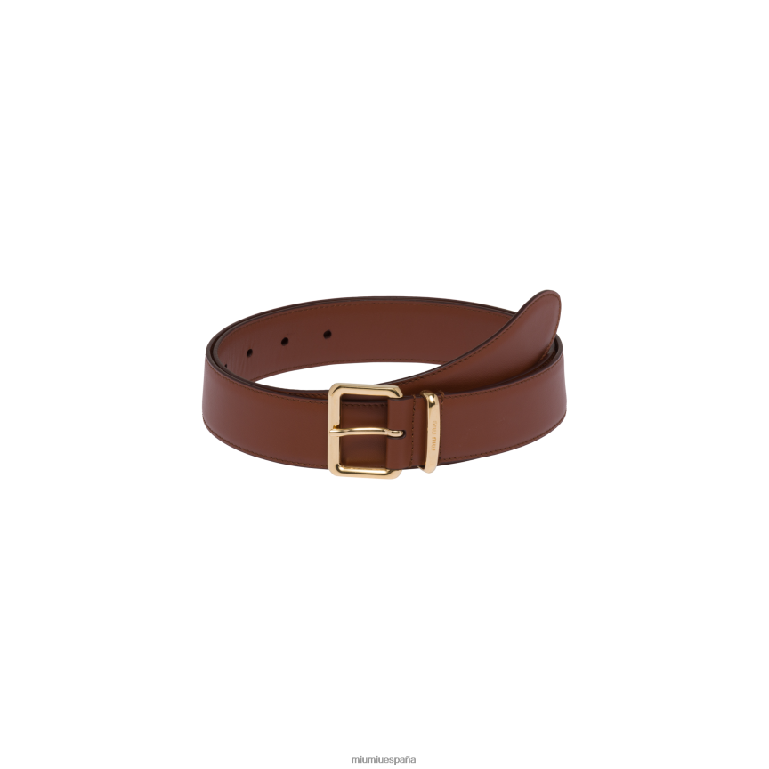 es Miu Miuaccesorios cinturón de cuero tabaco JPDFR81180