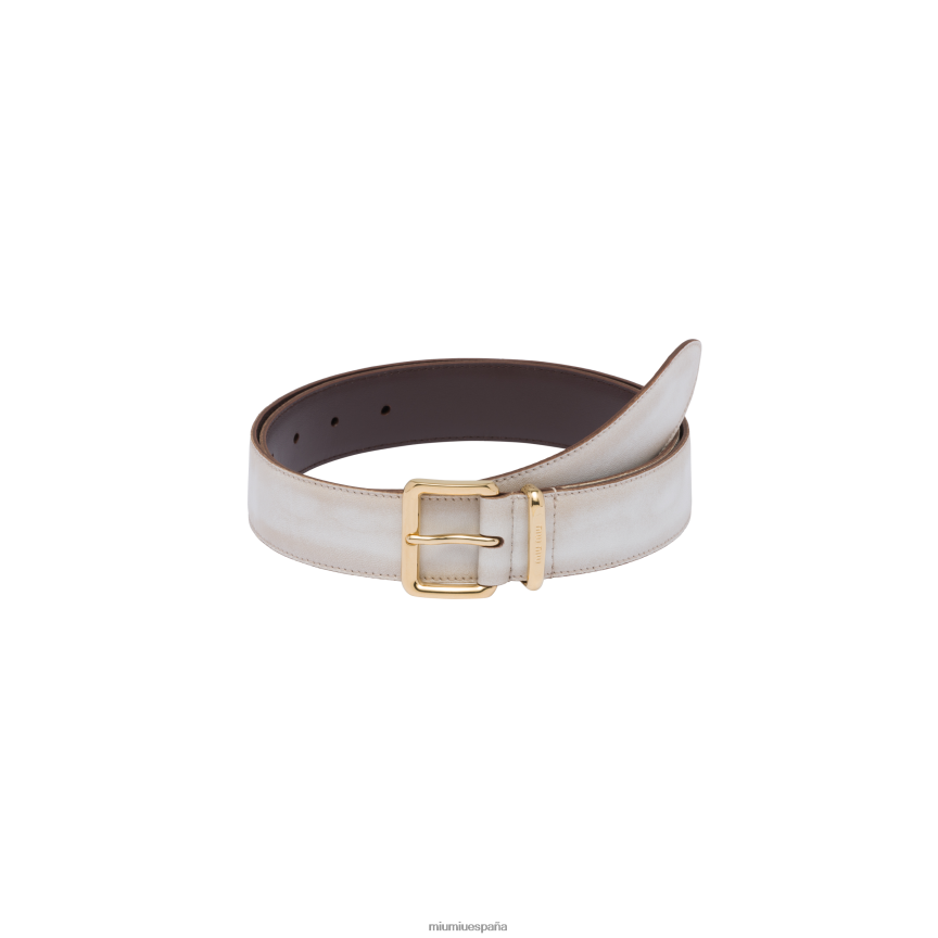 es Miu Miuaccesorios cinturón de napa arena/blanco JPDFR81186