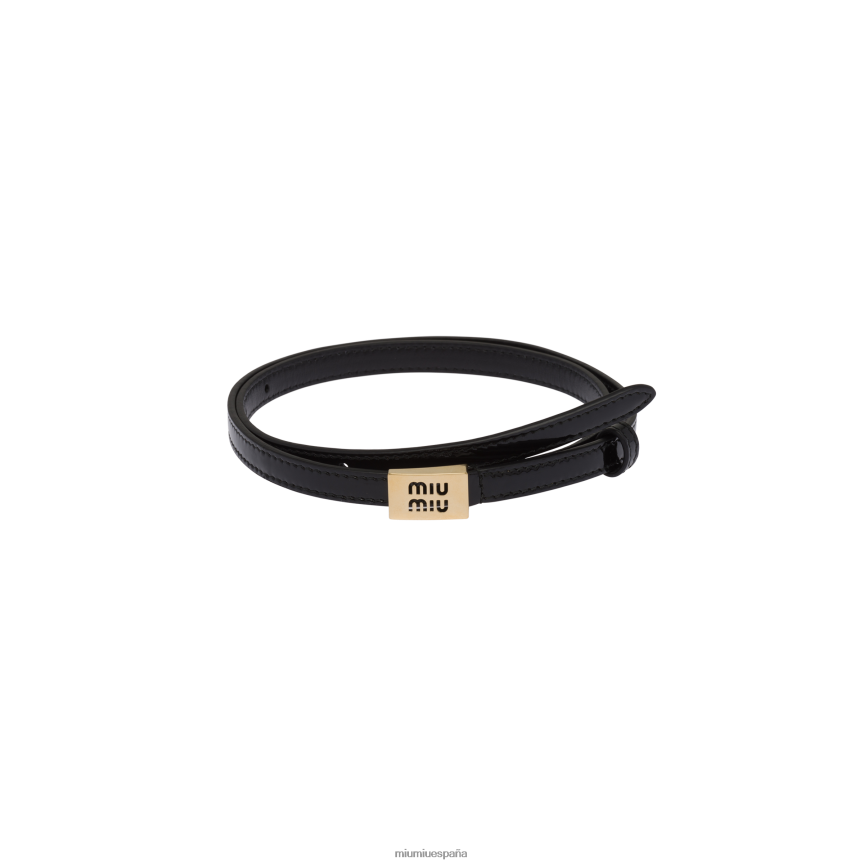 es Miu Miuaccesorios cinturón de piel con logo negro JPDFR81183