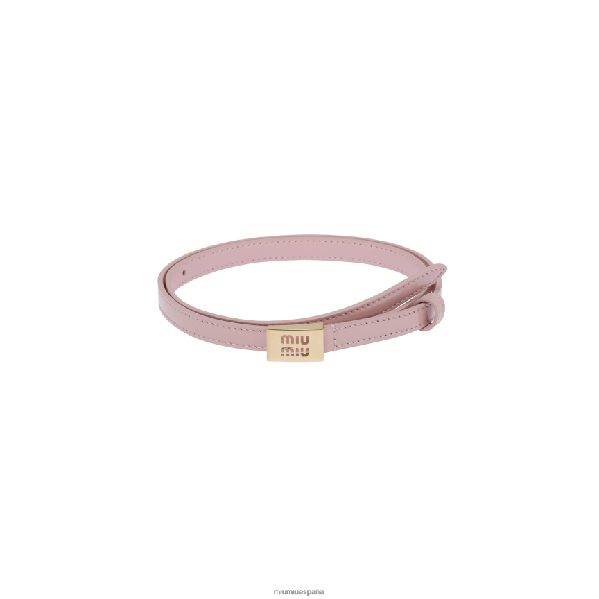 es Miu Miuaccesorios cinturón de piel con logo rosa alabastro JPDFR81184