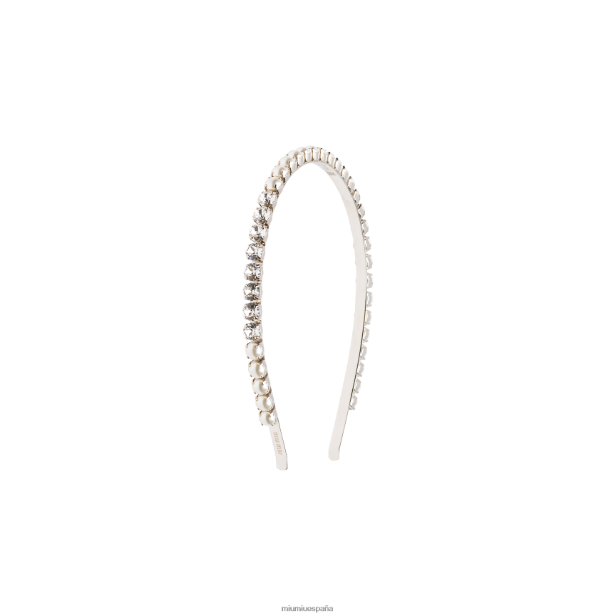 es Miu Miuaccesorios diadema con cristales crema/cristal JPDFR81171