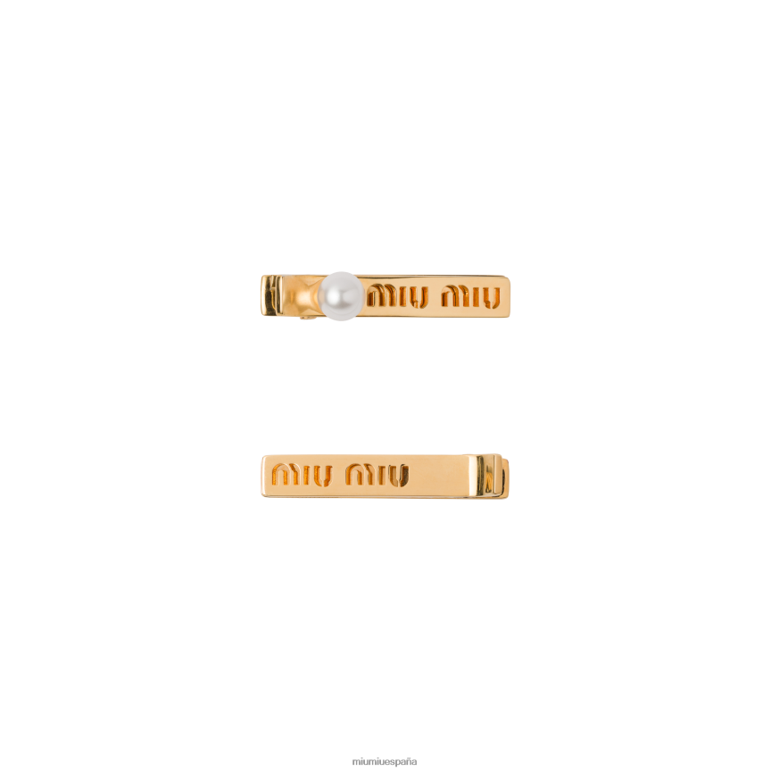 es Miu Miuaccesorios pinzas para el cabello con logotipo oro/crema JPDFR81158