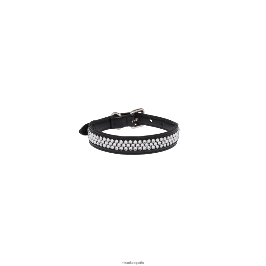 es Miu Miuaccesorios collar para mascotas de cuero y raso negro JPDFR81106