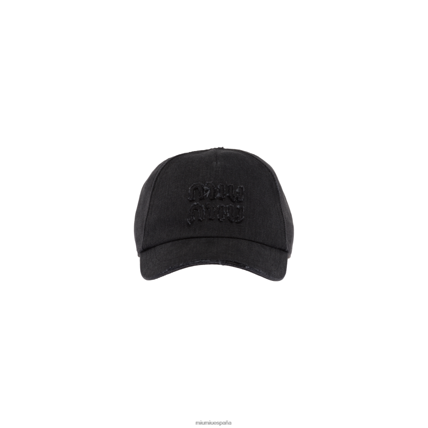 es Miu Miuaccesorios gorra de béisbol de mezclilla negro JPDFR81221