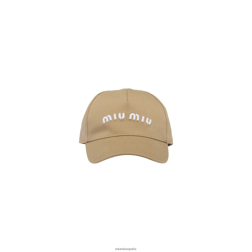 es Miu Miuaccesorios gorra de béisbol de perforación caqui/blanco JPDFR81205