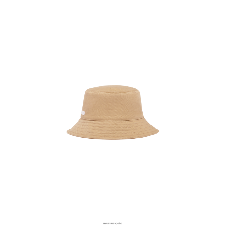 es Miu Miuaccesorios sombrero de cubo de perforación caqui/blanco JPDFR81206