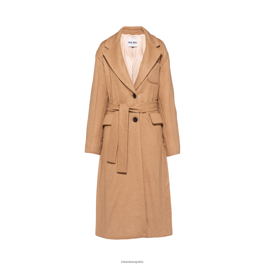es Miu Miulisto para usar abrigo acolchado de terciopelo camel marrón camello JPDFR8540