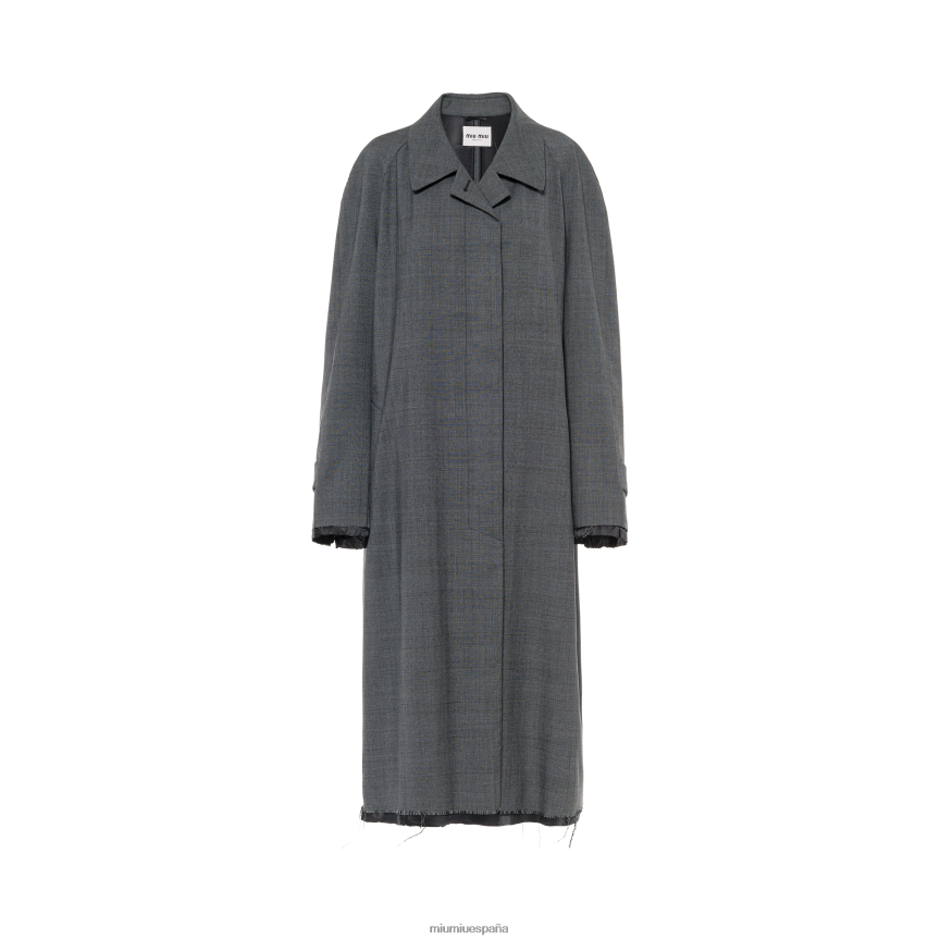 es Miu Miulisto para usar abrigo de lana a cuadros Príncipe de Gales con botonadura sencilla gris pizarra JPDFR8550