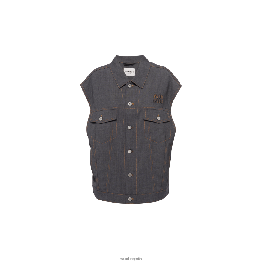 es Miu Miulisto para usar chamarra de lana gris pizarra JPDFR8474