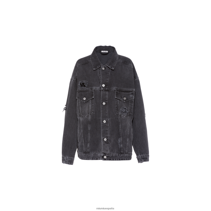 es Miu Miulisto para usar chamarra de mezclilla oversize negro JPDFR8554