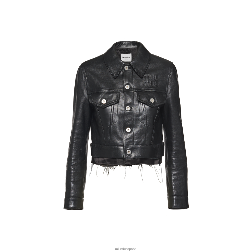 es Miu Miulisto para usar chaqueta de cuero negro JPDFR8494