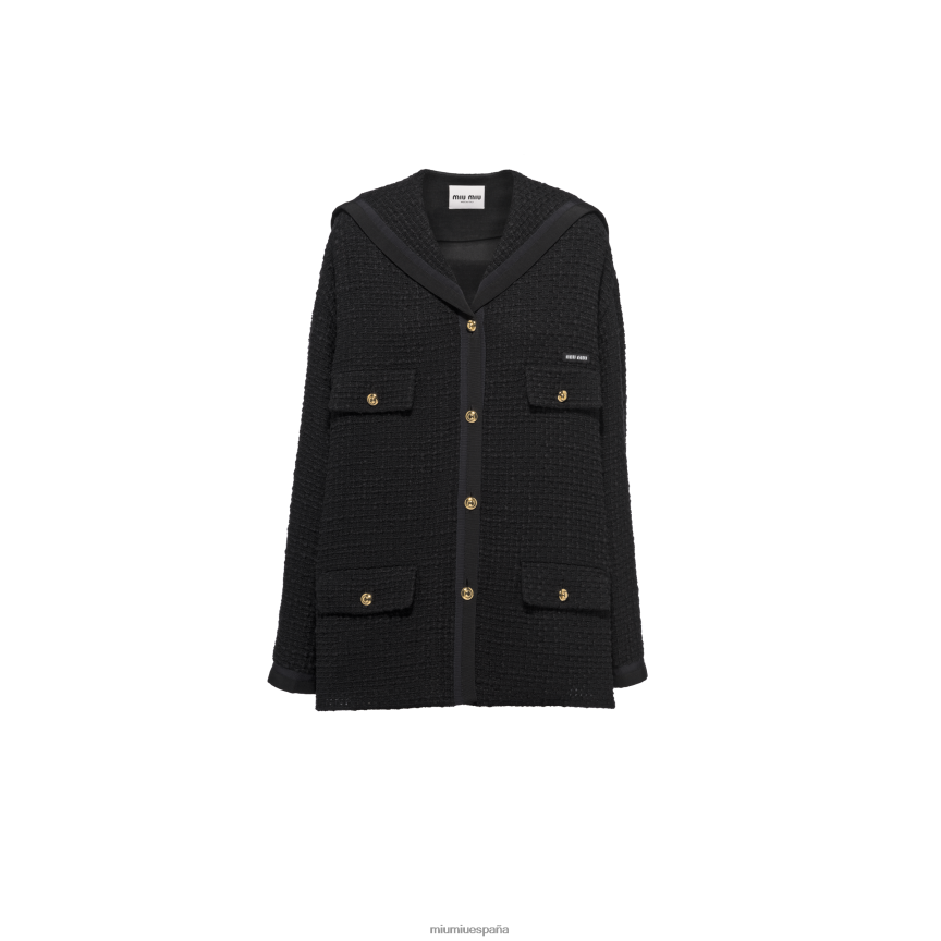 es Miu Miulisto para usar chaqueta de tweed con botones negro JPDFR8485