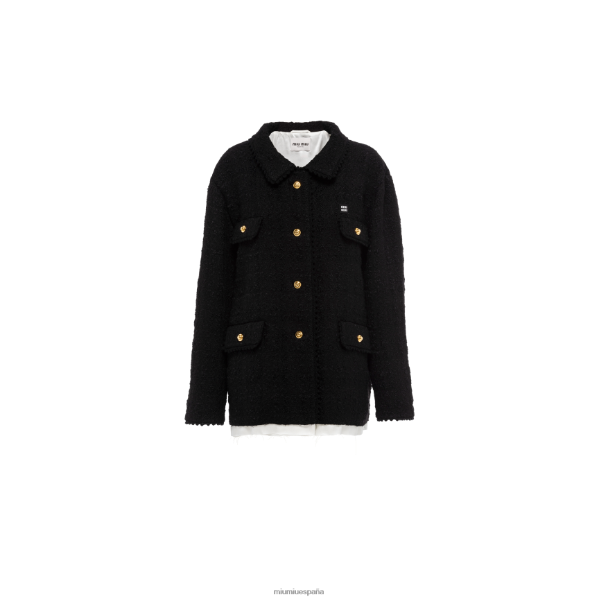 es Miu Miulisto para usar chaqueta de tweed con botones negro JPDFR8521