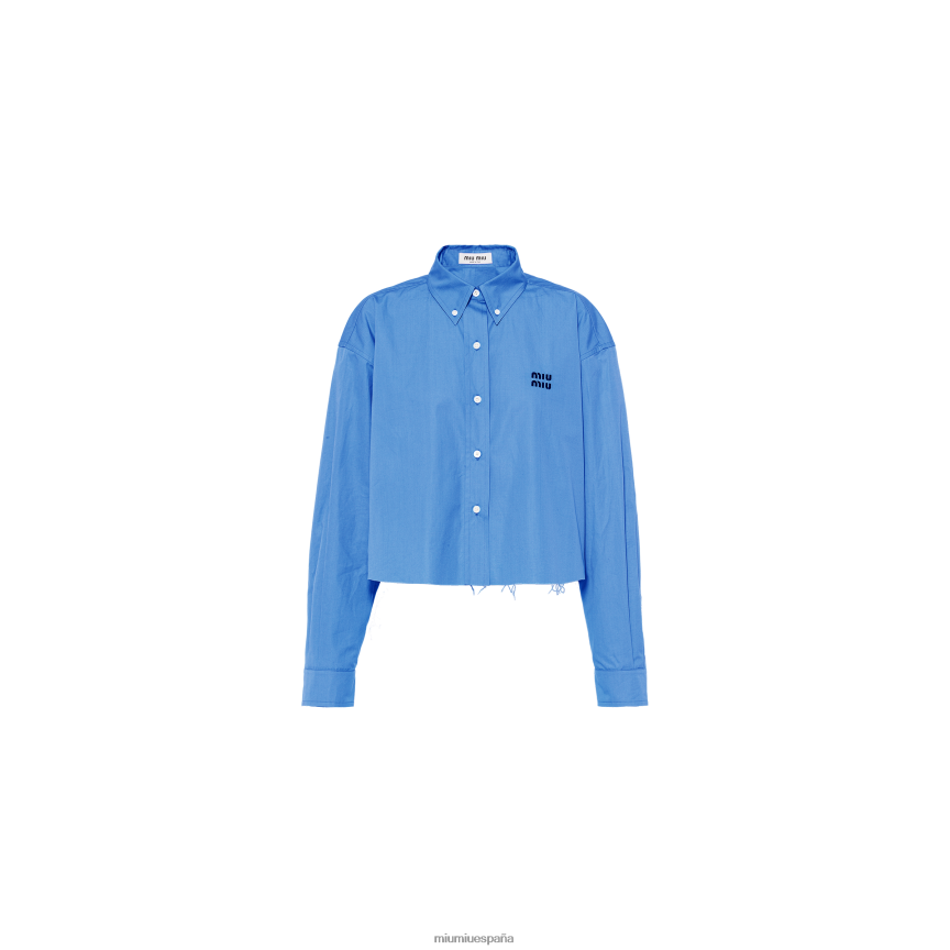 es Miu Miulisto para usar camisa corta de popelina azul bígaro JPDFR8667