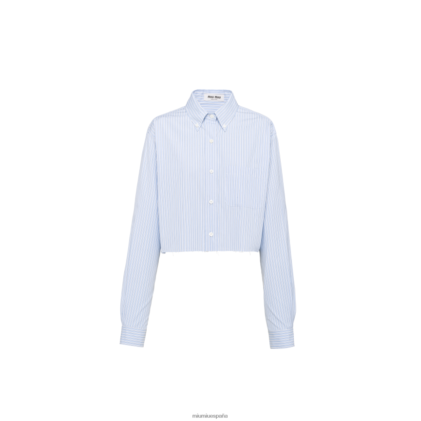 es Miu Miulisto para usar camisa de cambray a rayas con logo azul claro JPDFR8612