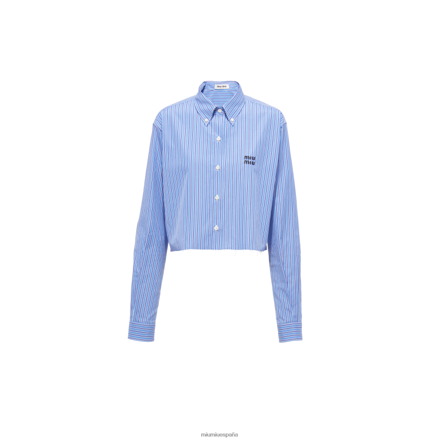 es Miu Miulisto para usar camisa de popelina a rayas azul zafiro JPDFR8657