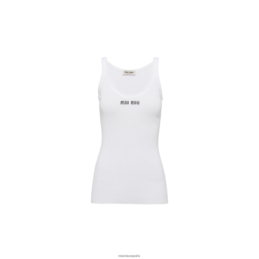 es Miu Miulisto para usar camiseta sin mangas de punto de algodón blanco JPDFR8747