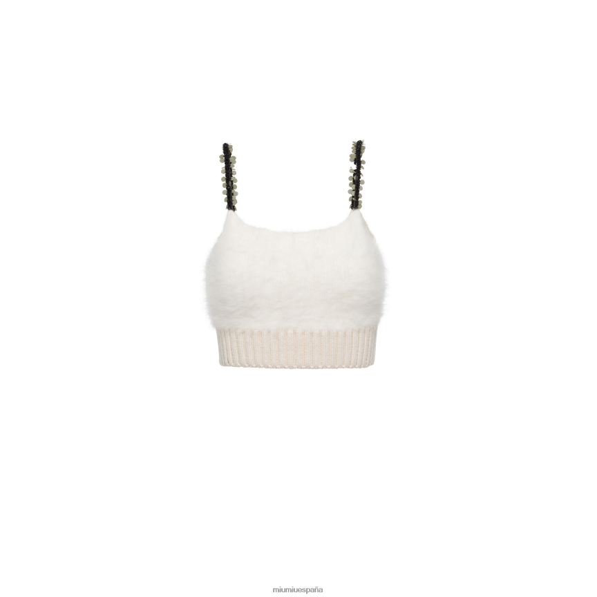 es Miu Miulisto para usar crop top de angora y seda blanco JPDFR8628