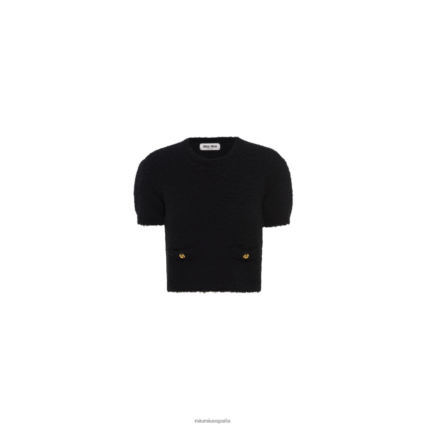 es Miu Miulisto para usar parte superior de bouclé negro JPDFR8790