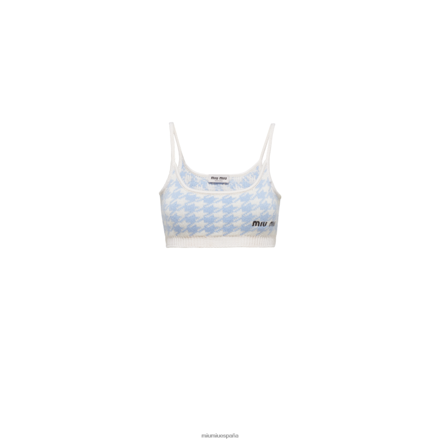 es Miu Miulisto para usar parte superior de cachemira blanco/azul astral JPDFR8646