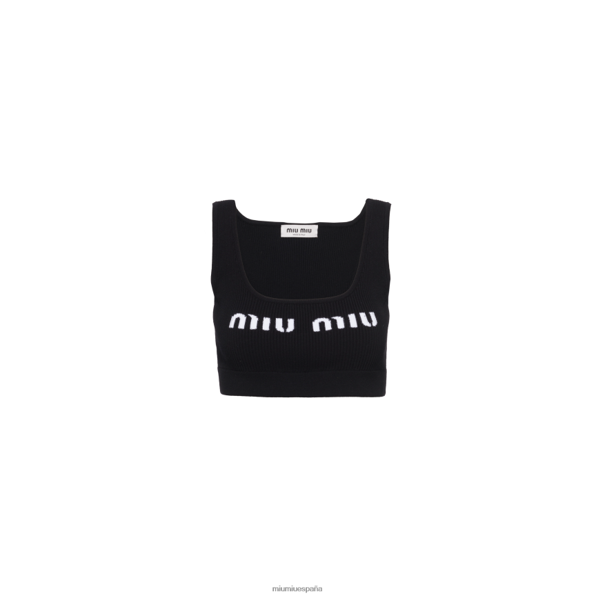 es Miu Miulisto para usar parte superior de viscosa negro JPDFR8597