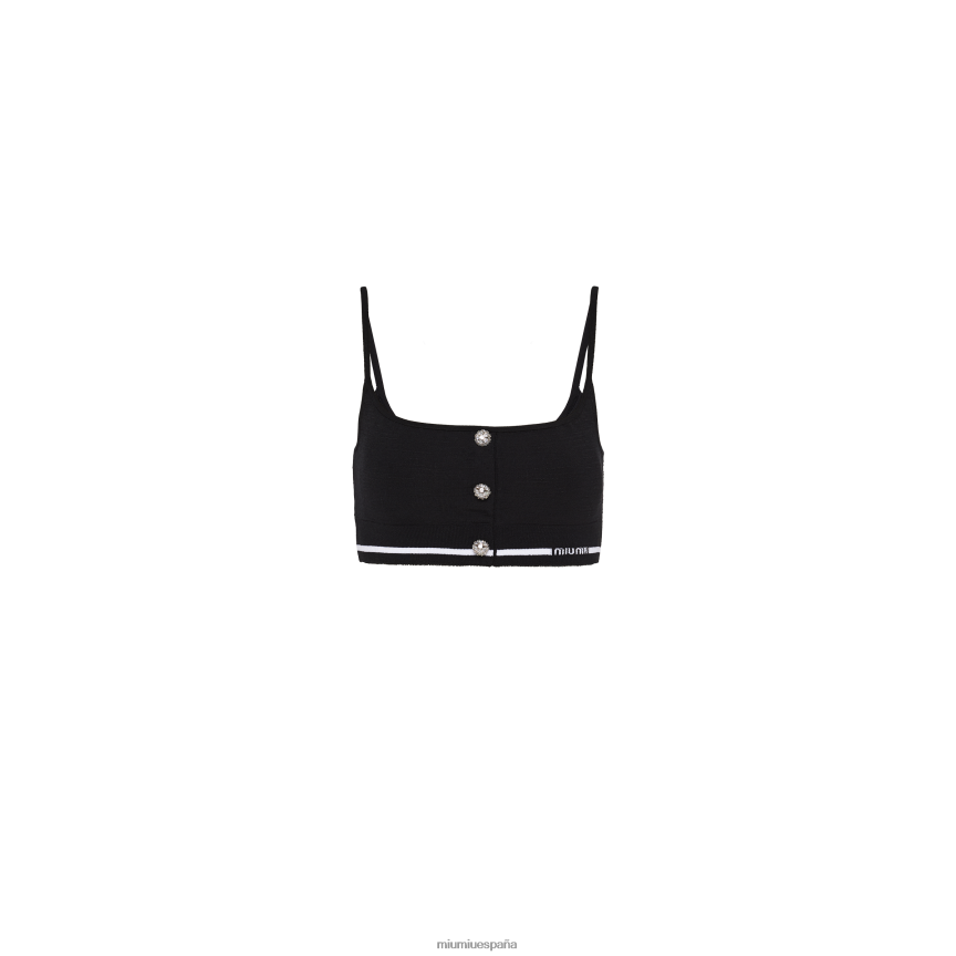 es Miu Miulisto para usar parte superior de viscosa negro JPDFR8631