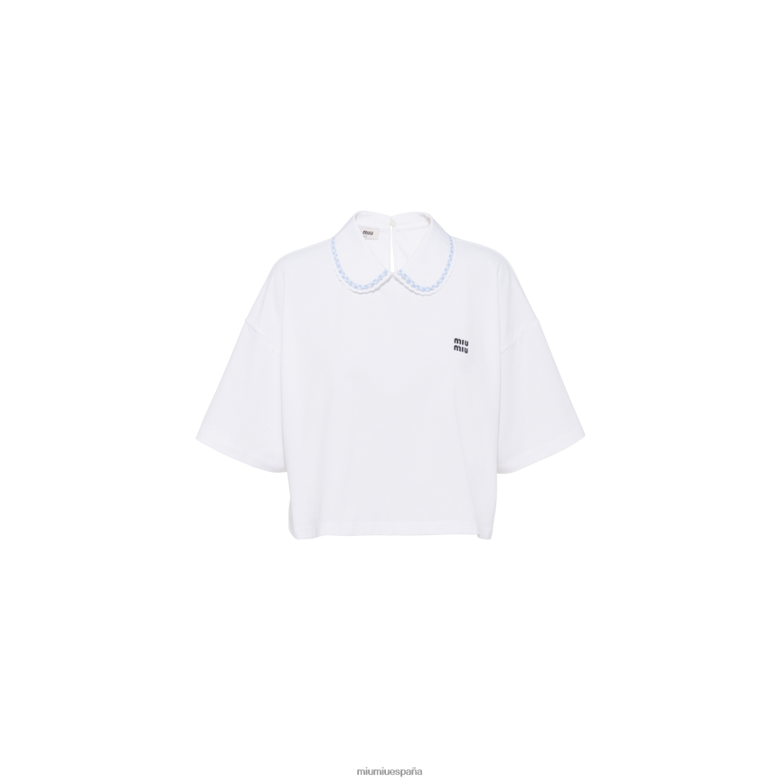 es Miu Miulisto para usar top corto de algodón blanco JPDFR8720