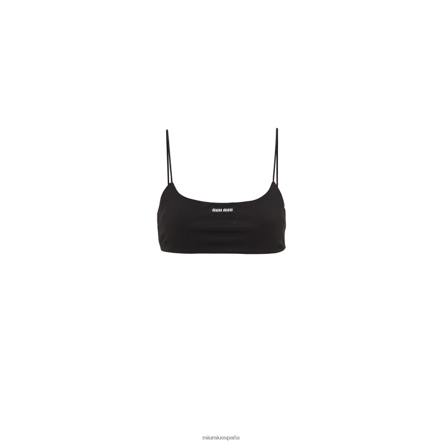 es Miu Miulisto para usar top de jersey elástico con logo negro JPDFR8622