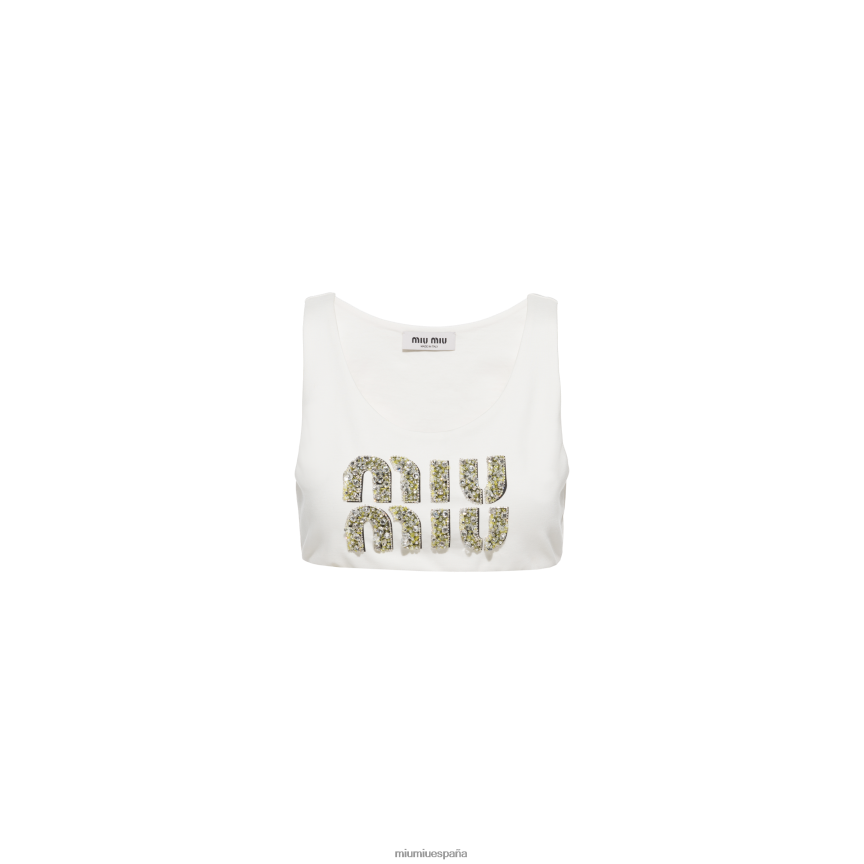 es Miu Miulisto para usar top de punto bordado blanco JPDFR8624
