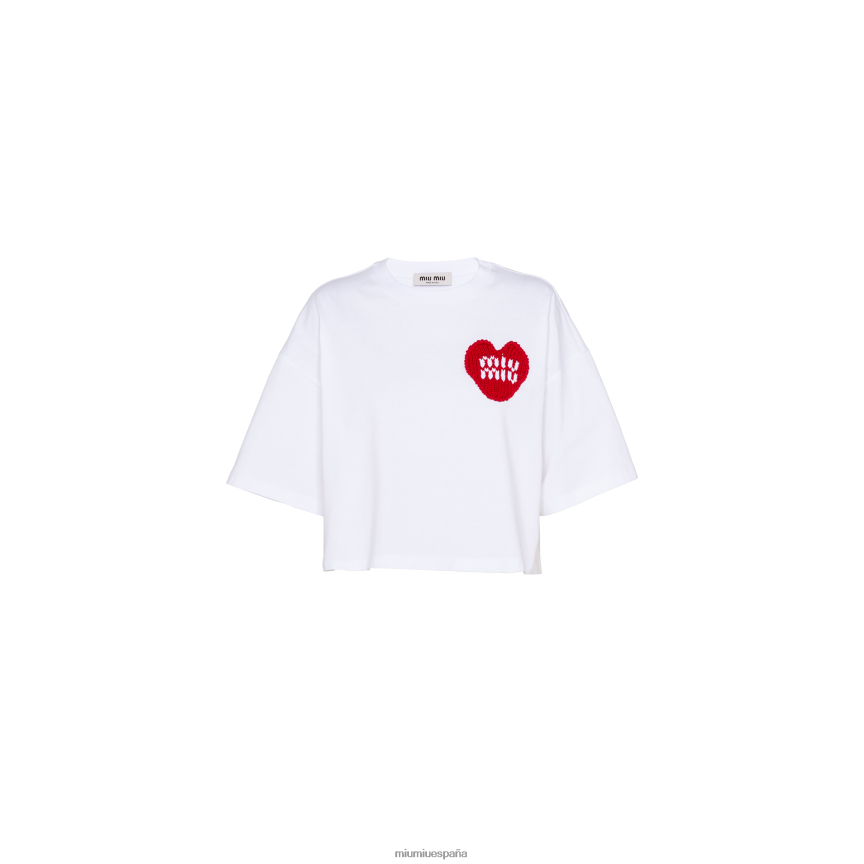 es Miu Miulisto para usar camiseta corta de algodón blanco JPDFR8726