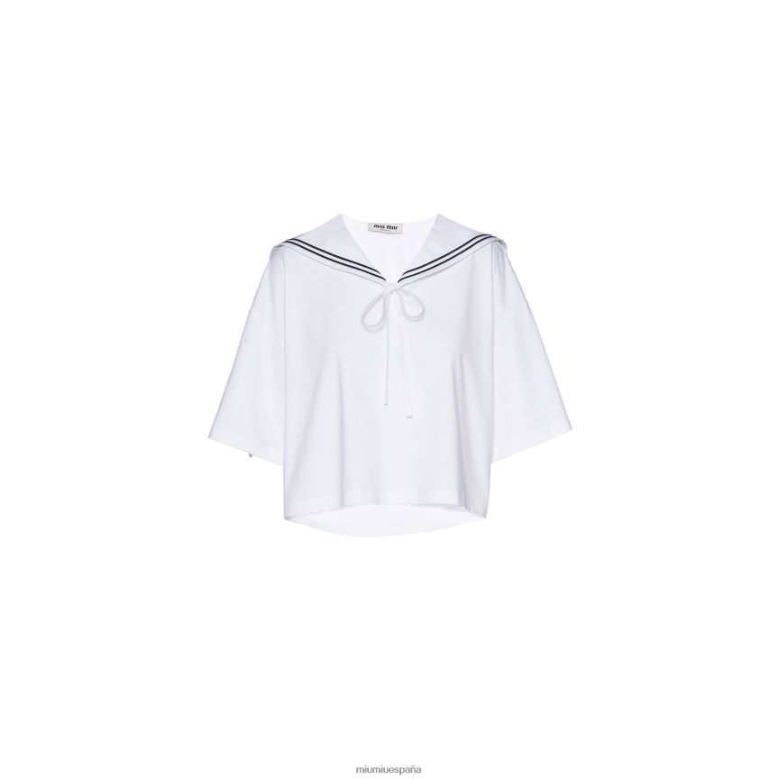 es Miu Miulisto para usar camiseta de algodón bordada blanco JPDFR8690