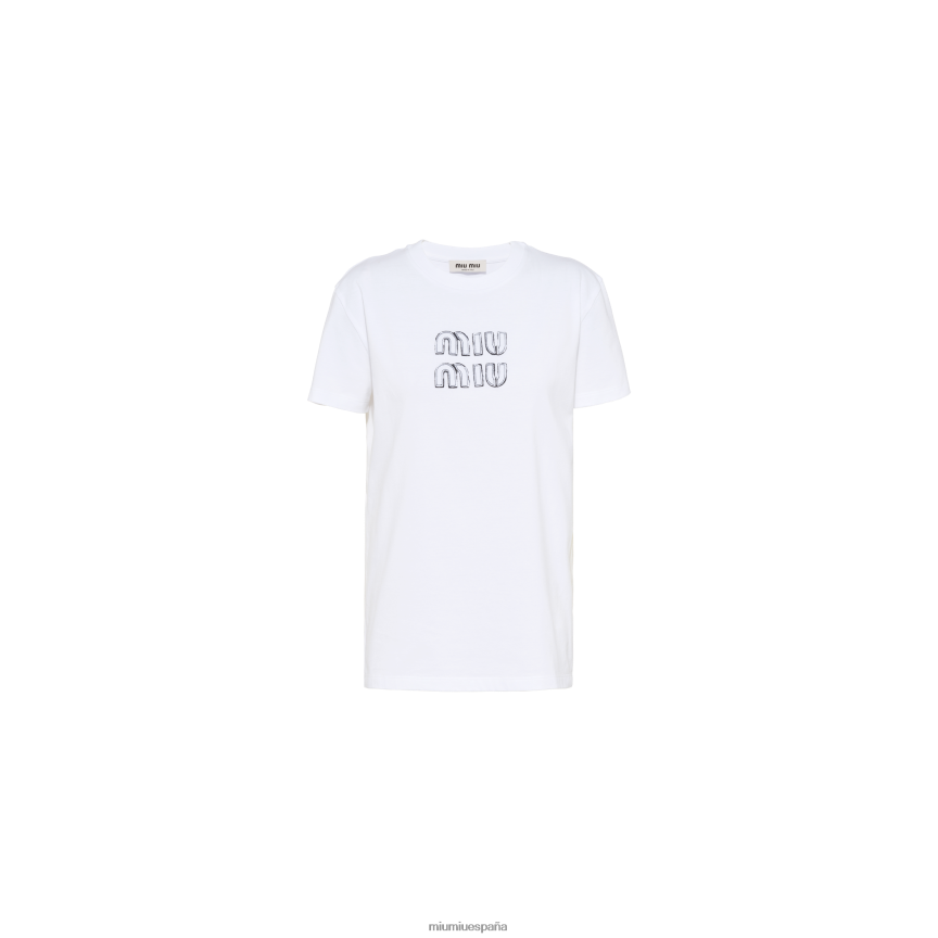 es Miu Miulisto para usar camiseta de algodón bordada blanco JPDFR8694