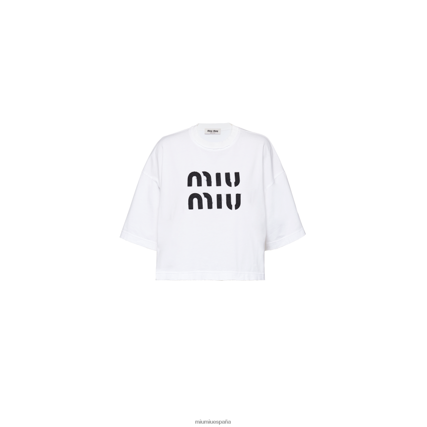 es Miu Miulisto para usar camiseta de algodón bordada blanco JPDFR8699