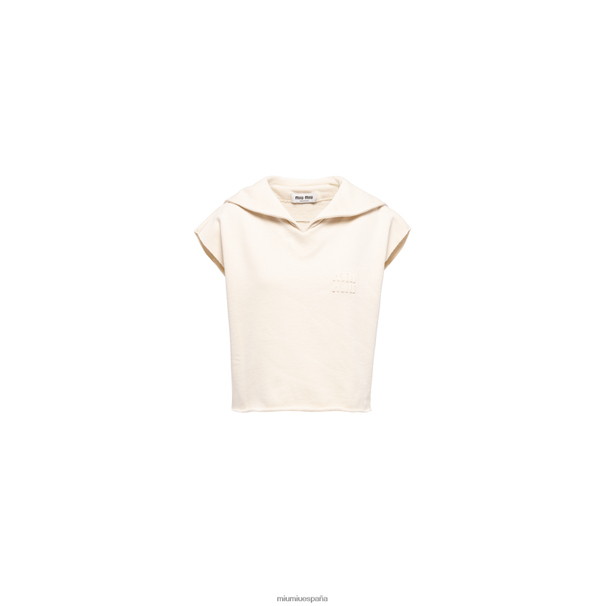 es Miu Miulisto para usar sudadera de algodón sin mangas Marfil JPDFR8724