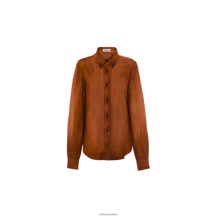 es Miu Miulisto para usar camisa de cuero canela JPDFR8572