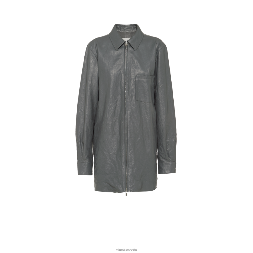 es Miu Miulisto para usar camisa de napa gris hierro JPDFR8557