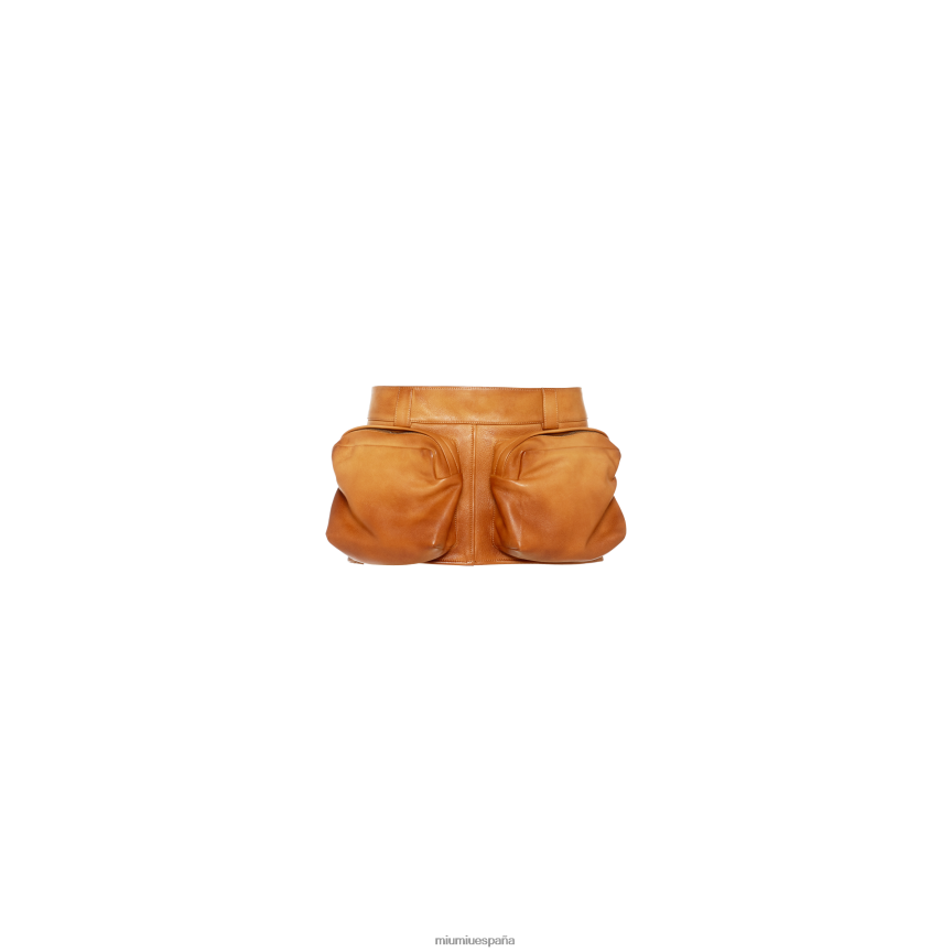 es Miu Miulisto para usar minifalda de napa Miel JPDFR8561