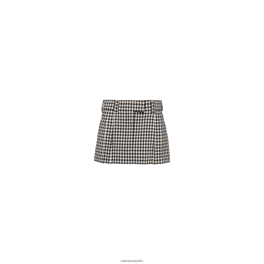 es Miu Miulisto para usar falda a cuadros vichy blanco negro JPDFR8855