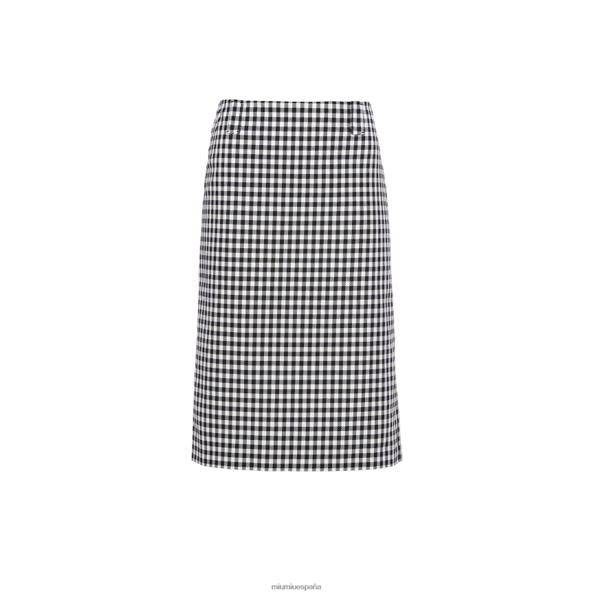 es Miu Miulisto para usar falda a cuadros vichy blanco negro JPDFR8863