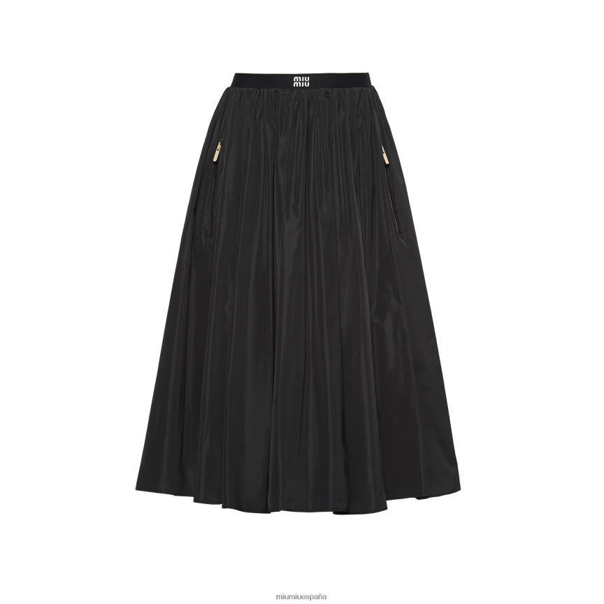 es Miu Miulisto para usar falda amplia de seda técnica negro JPDFR8856