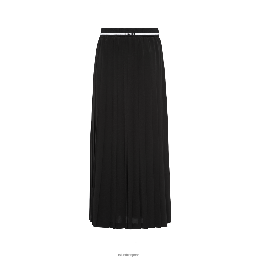 es Miu Miulisto para usar falda midi plisada de crepé de China negro JPDFR8859