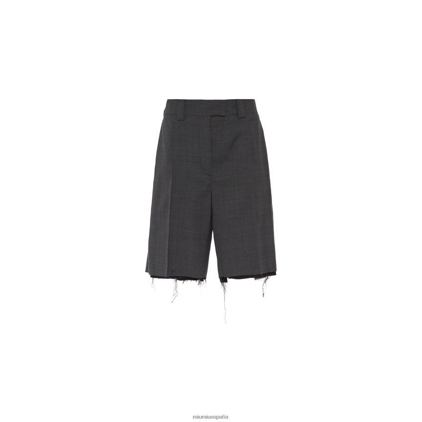 es Miu Miulisto para usar bermudas de cuadros principe de gales bordados gris pizarra JPDFR81009