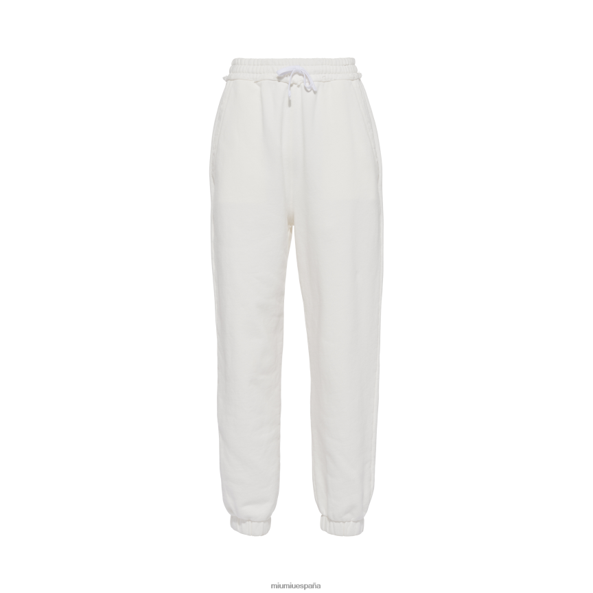 es Miu Miulisto para usar pantalones de algodón bordados blanco JPDFR8980