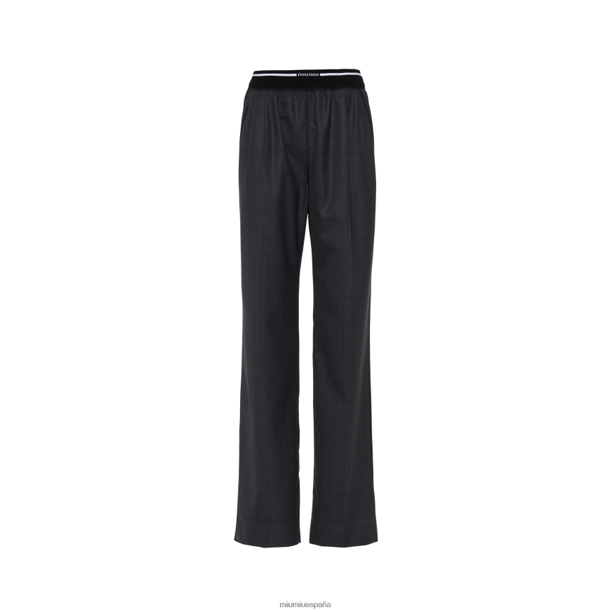 es Miu Miulisto para usar pantalones de cuadros escoceses gris pizarra JPDFR8989
