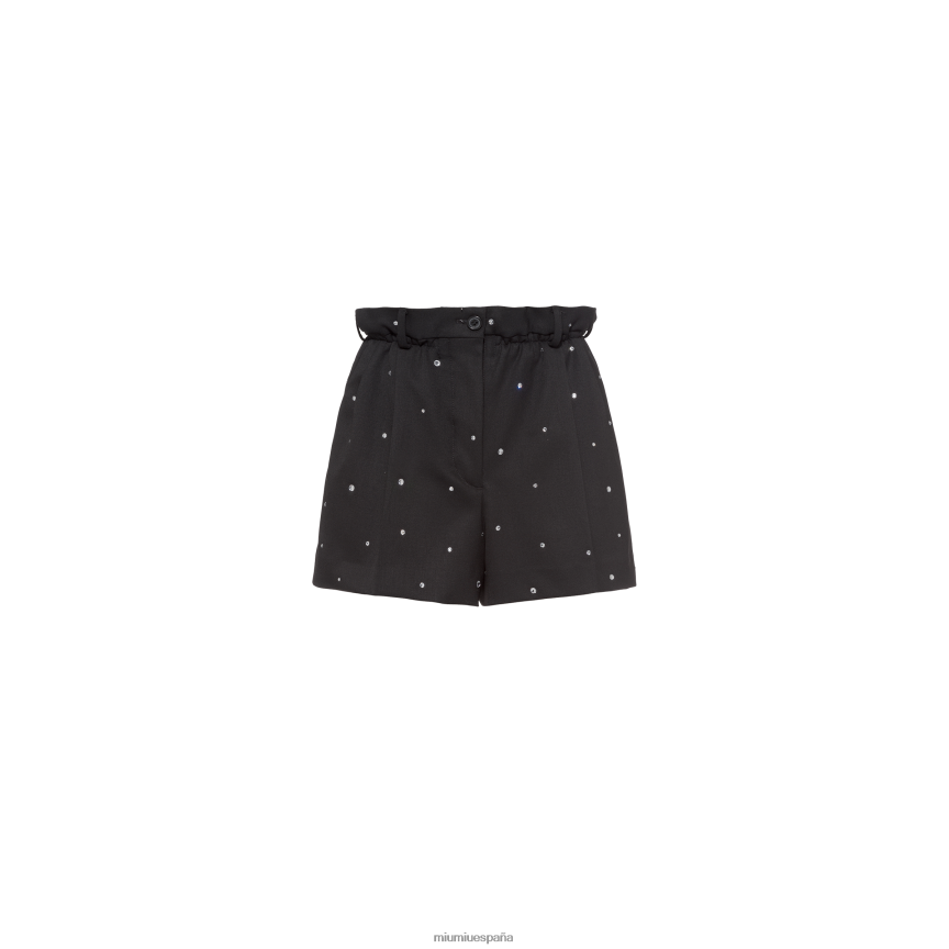 es Miu Miulisto para usar shorts con bordado grain de poudre negro JPDFR81001