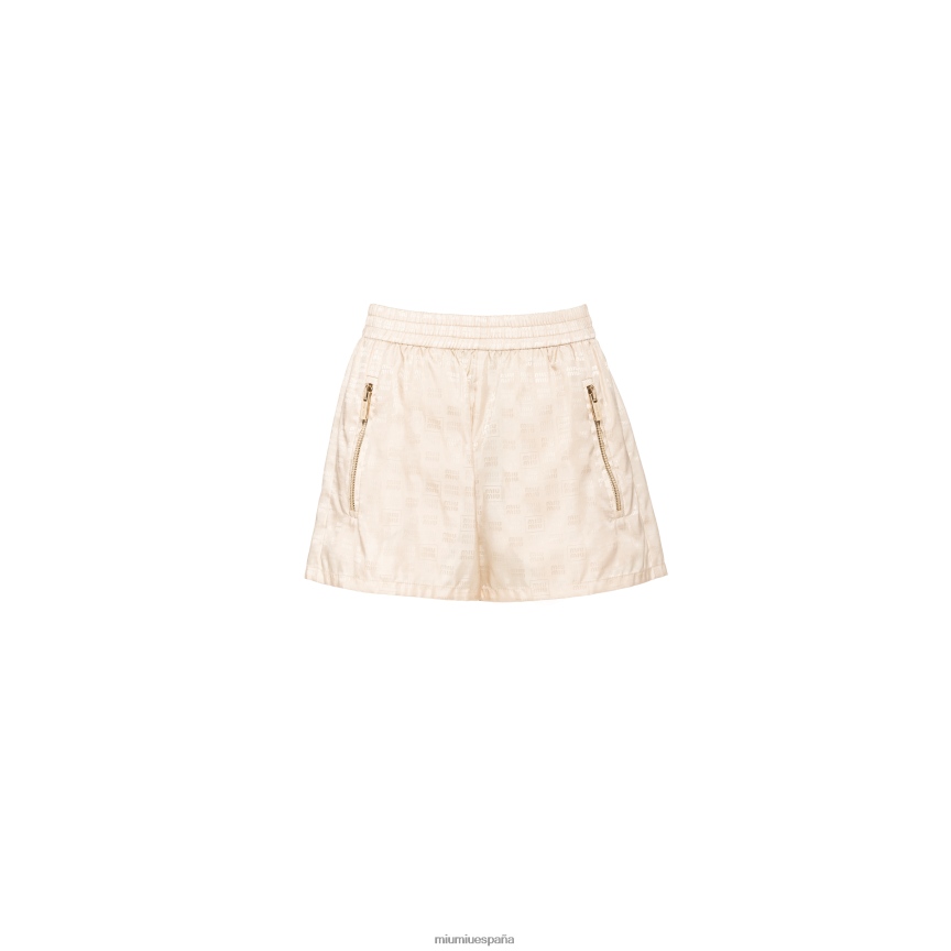 es Miu Miulisto para usar shorts de nailon con logo beis del desierto JPDFR8942