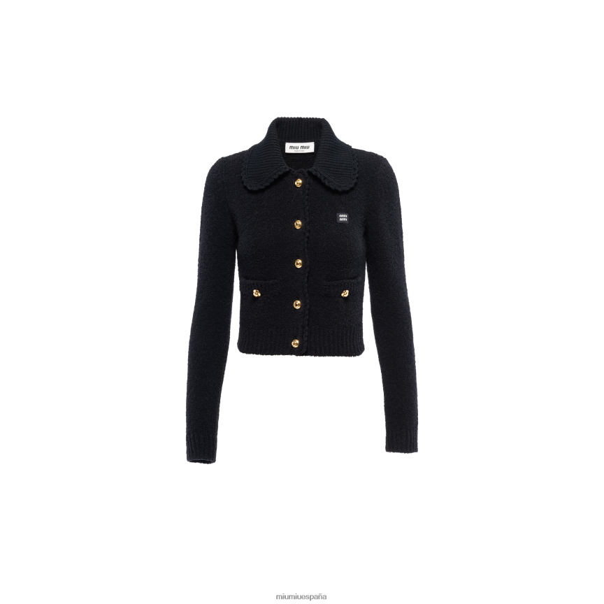 es Miu Miulisto para usar cárdigan corto bouclé negro JPDFR8803