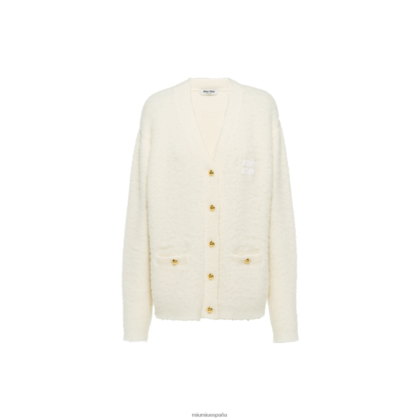 es Miu Miulisto para usar cárdigan de bouclé blanco JPDFR8774